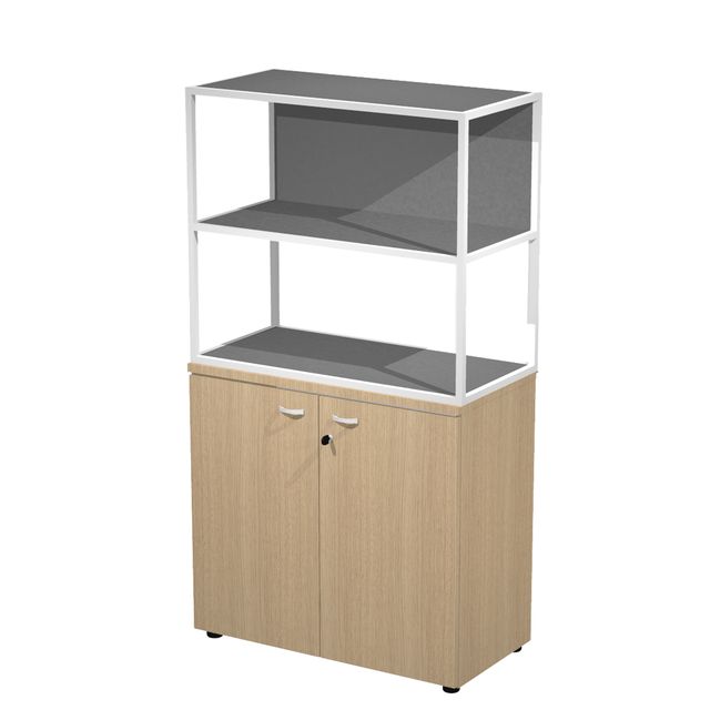 Libreria media metal + armadio basso Essence - 90 x 46 x 165 cm - Rovere/rovere…