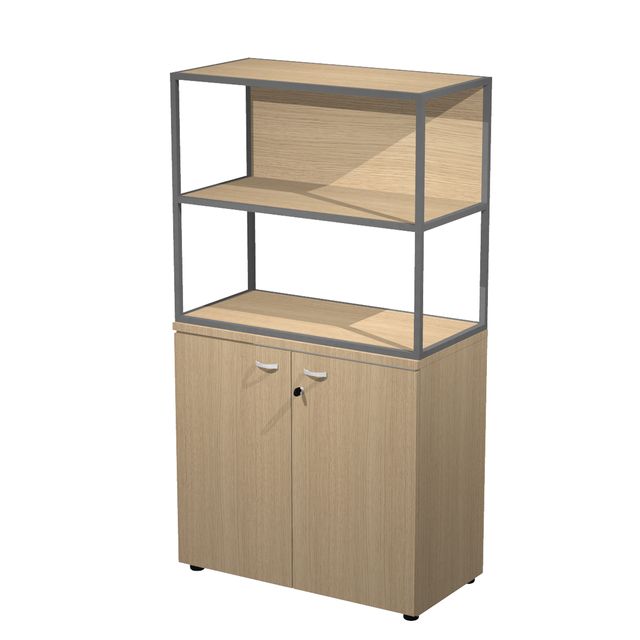 Libreria media metal + armadio basso Essence - 90 x 46 x 165 cm - Rovere/rovere…