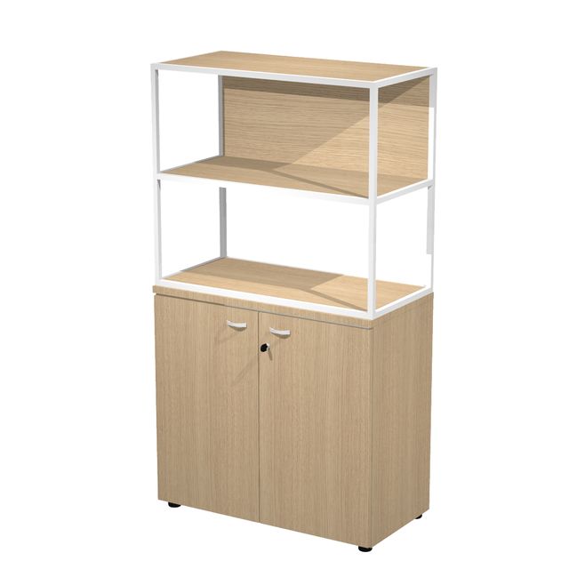 Libreria media metal + armadio basso Essence - 90 x 46 x 165 cm - Rovere/rovere…