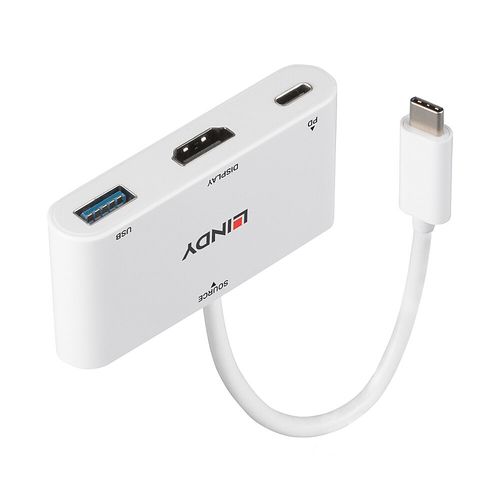 Lindy - Adattatore video - 24 pin USB-C maschio a HDMI, USB Tipo A, USB-C (solo…