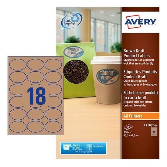 Avery Zweckform L7103 - Adesivo permanente - marrone naturale - 42,3 x 63,5 mm …