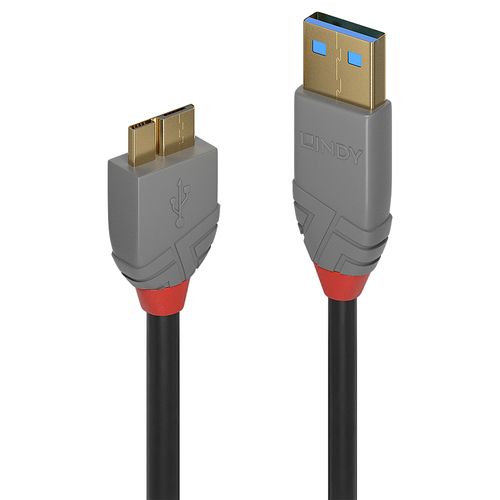 Lindy Cavo USB 3.2 Tipo A a Micro-B, 5 Gbits, Anthra Line, 0.5m
