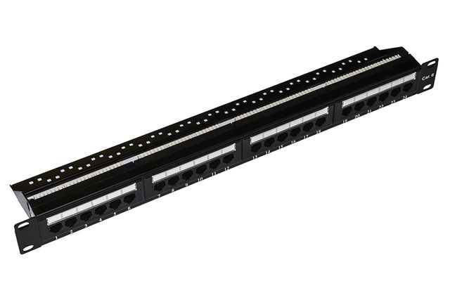 Link - Pannello cablaggio - RJ-45 X 24 - nero, RAL 9005 - 1U - 19"