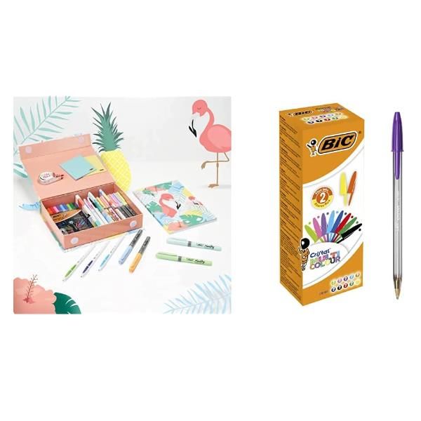 BIC My Stationery Box - Set penna a sfera, fineliner, evidenziatore e pennarell…