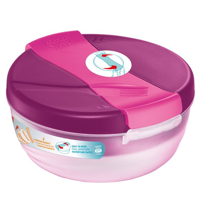 Lunch Bowl Origins - 3 scompartimenti - 19,5 x 18,5 x 9,2 cm - 1,4 L - rosa - M…