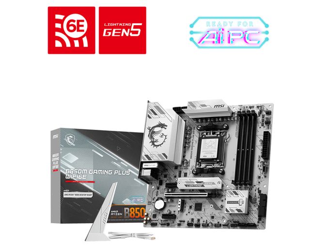 MSI B850M GAMING PLUS WIFI6E, AMD, Socket AM5, AMD Ryzen 7000 Series, AMD Ryzen…