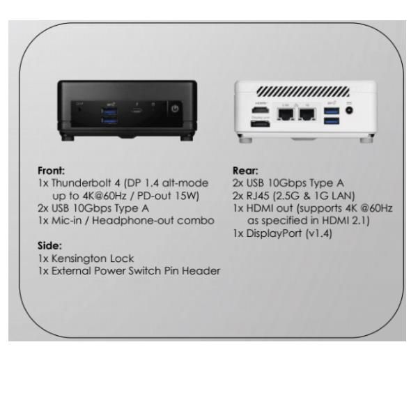 MSI Cubi 5 1M-498EU, Intel Core 3, 100U, 8 GB, DDR5-SDRAM, 512 GB, Windows 11 H…