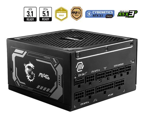 MSI MAG A1250GL PCIE5 ALIMENTATORE 1.250W 80 PLUS GOLD ATX 3.1 NERO