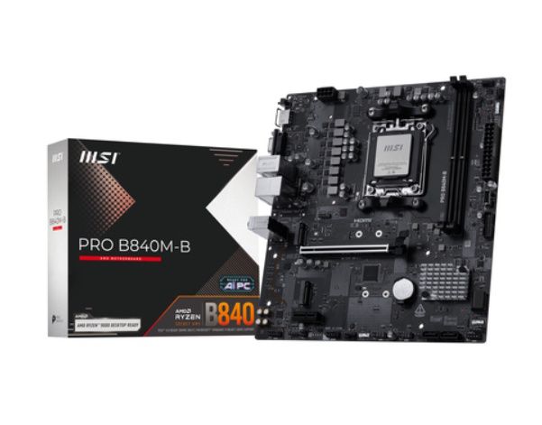 MSI PRO B840M-B, AMD, Socket AM5, AMD Ryzen 7000 Series, AMD Ryzen 8000 Series,…