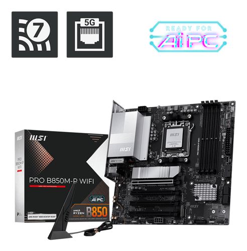 MSI PRO B850M-P WIFI, AMD, Socket AM5, AMD Ryzen 7000 Series, AMD Ryzen 8000 Se…