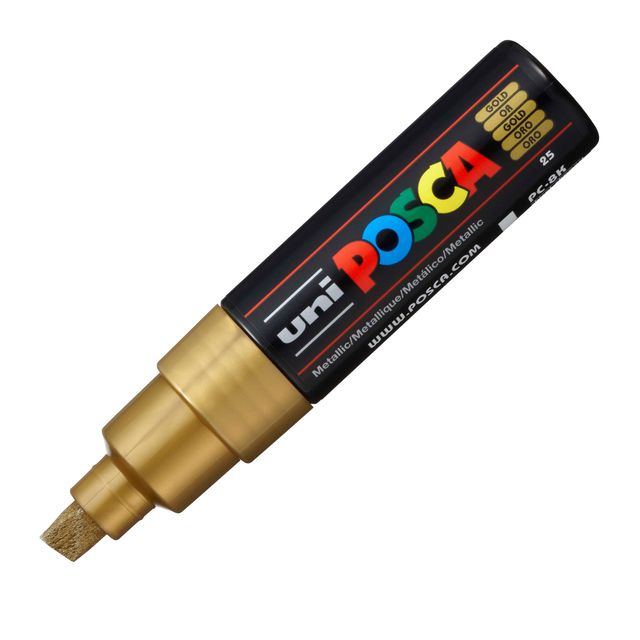 Marcatore Uni Posca PC8K - punta a scalpello 8mm - oro - Uni Mitsubishi