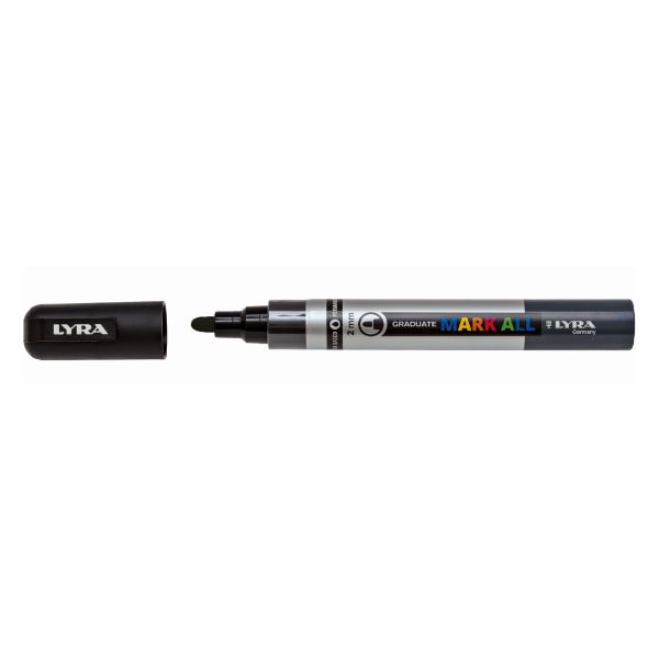Marcatore a base d'acqua Graduate Mark All - punta tonda 2mm - nero - Lyra