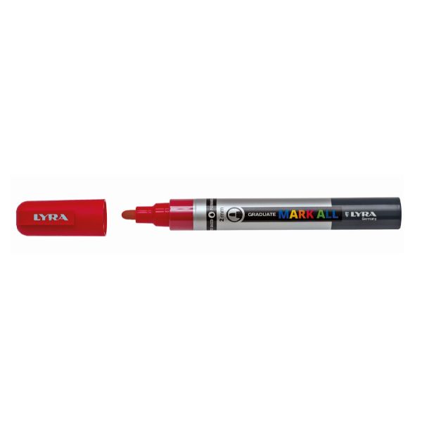 Marcatore a base d'acqua Graduate Mark All - punta tonda 2mm - rosso - Lyra