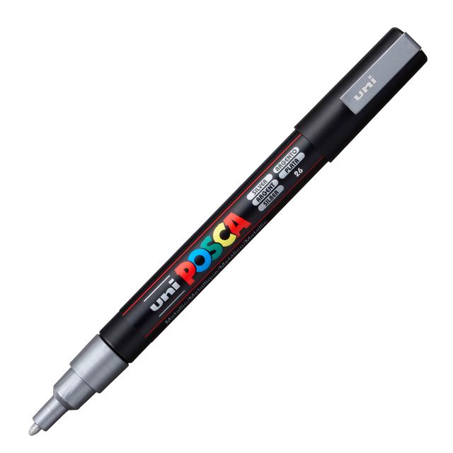 Marcatore a base d'acqua Uni Posca PC3M - punta fine da 0,9mm a 1,3mm - argento…