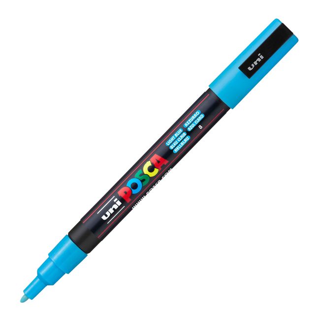 Marcatore a base d'acqua Uni Posca PC3M - punta fine da 0,9mm a 1,3mm - azzurro…