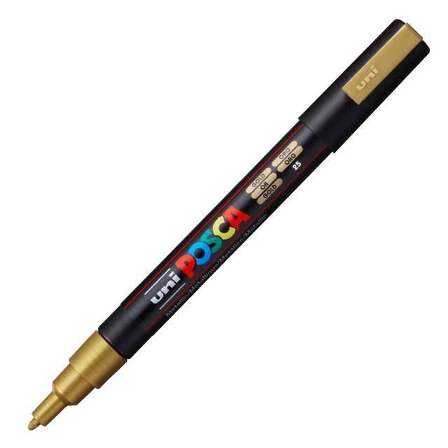 Marcatore a base d'acqua Uni Posca PC3M - punta fine da 0,9mm a 1,3mm - oro - U…