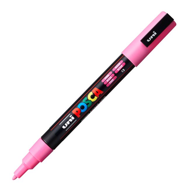 Marcatore a base d'acqua Uni Posca PC3M - punta fine da 0,9mm a 1,3mm - rosa - …