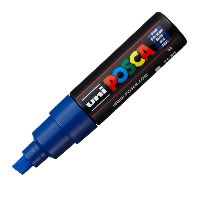Marcatore a base d'acqua Uni Posca PC8K - punta large a scalpello 8,0mm - blu -…