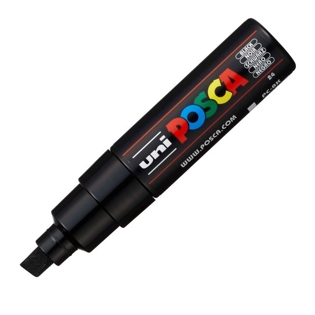 Marcatore a base d'acqua Uni Posca PC8K - punta large a scalpello 8,0mm - nero …