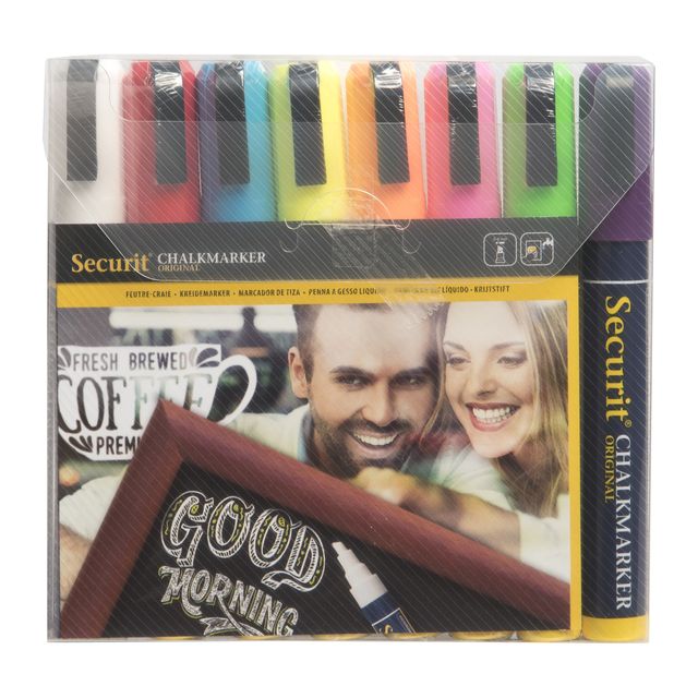 Marcatore a gesso liquido - punta media 2,00 - 6,00 mm - mix 8 colori - Securit…