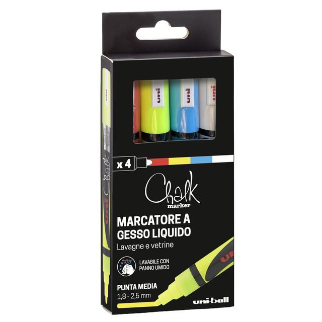 Marcatore a gesso liquido Uni Chalk Marker - punta tonda 1,80 - 2,50 mm - Uni M…