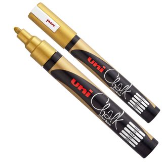 Marcatore a gesso liquido Uni Chalk Marker - punta tonda da 1,80-2,50mm - oro -…