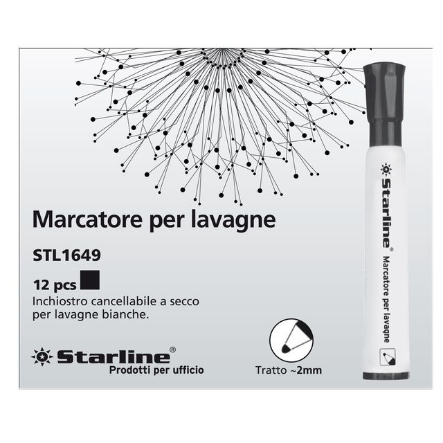 Marcatore per lavagne cancellabili Starline - punta tonda 2,0mm - nero - Starli…