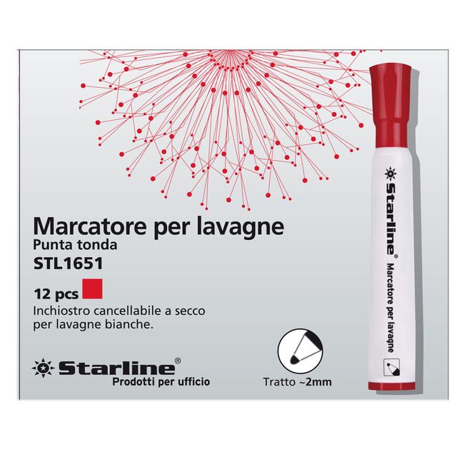 Marcatore per lavagne cancellabili Starline - punta tonda 2,0mm - rosso - Starl…