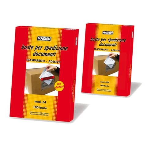 Markin - Busta postale - formato C5 - 165 x 225 mm - apertura laterale - traspa…