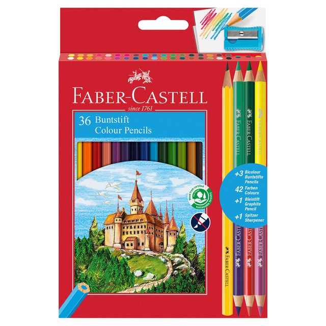 Matita colorata eco Il Castello + 3 bicolor + 1 grafite - colori assortiti - Fa…