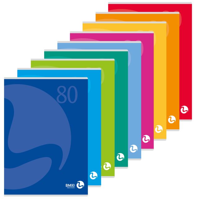 Maxiquaderno Color 80 - A4 - 1 rigo c/margine - 80 fogli - 80gr BM