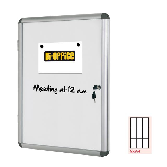 Bacheca per interni - fondo bianco magnetico - 9 fogli A4 - verticale - Bi-Offi…