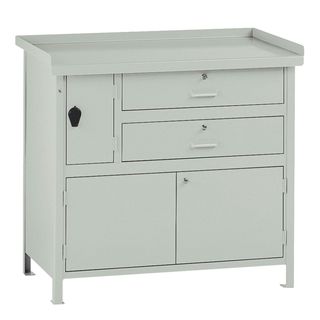 Banco da lavoro - con 2 cassetti e 1 vano - 100 x 67 x 90 cm - grigio - Tecnote…