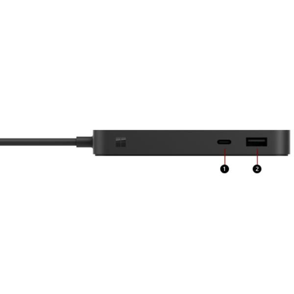 Microsoft Surface USB4 Dock, Cablato, USB4, 1000 Mbit/s, Nero, 60 Hz, Kensington