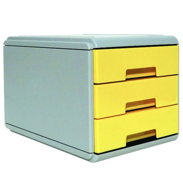 Mini cassettiera Keep Colour Pastel - 17 x 25,4 x 17,7 cm - grigio/giallo - Arda