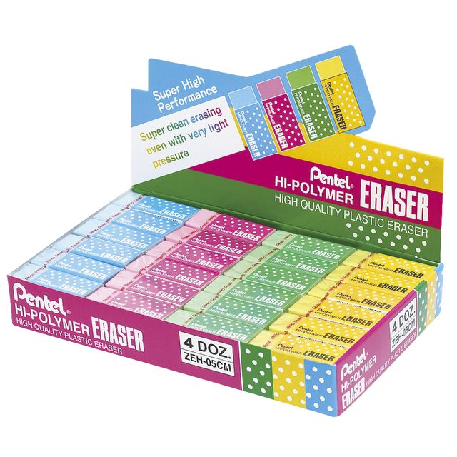 Mini gomma Hi Polymer - colori assortiti - Pentel - display 48 pezzi