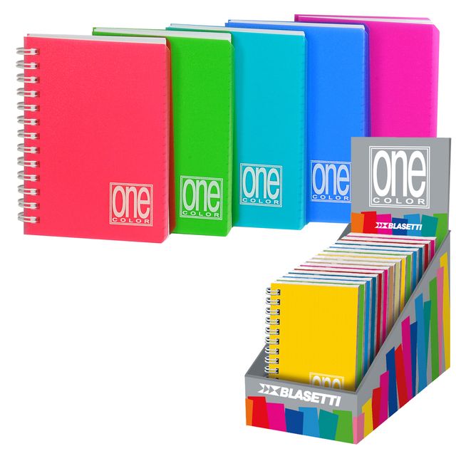 Miniquaderno One Color PP - A7 - 1 rigo - 80 fogli - 80 gr - c/fori - spiralato…