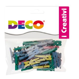 Mollettine mini - in legno - colori pastello - 25 mm - Deco - conf. 45 pezzi
