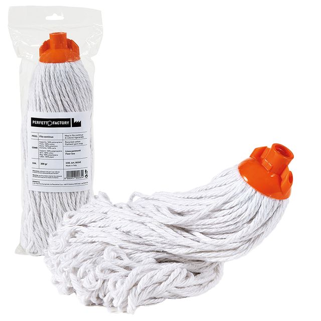 Mop industriale Falcon - a frange - 300 gr - cotone rigenerato - bianco - Perfe…