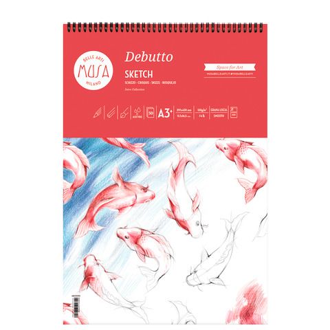 Musa Belle Arti Debutto - Blocco per schizzi - rilegatura a spirale - A3 - 50 f…