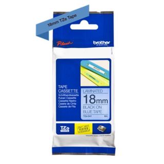 NASTRO TIPO TZ DA 18 MM NERO SU FONDO BLU LUNGHEZZA 8 METRI