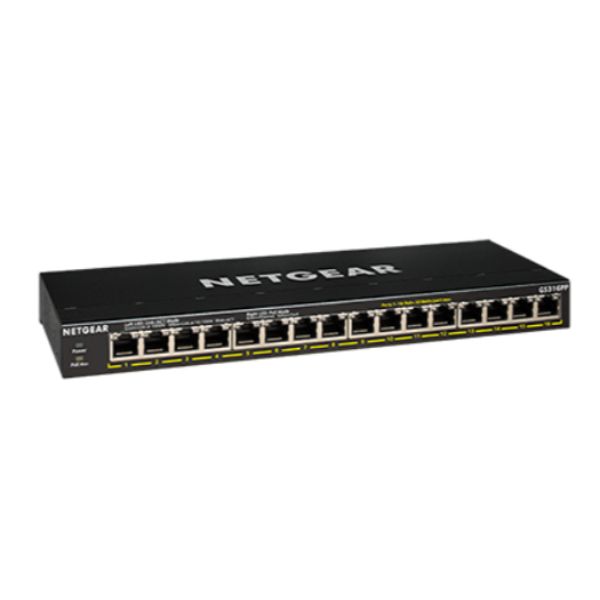 NETGEAR GS316PP - Switch - unmanaged - 16 x 10/100/1000 (PoE+) - desktop, monta…