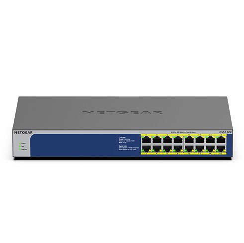 NETGEAR GS516PP - Switch - unmanaged - 16 x 10/100/1000 (PoE+) - desktop, monta…