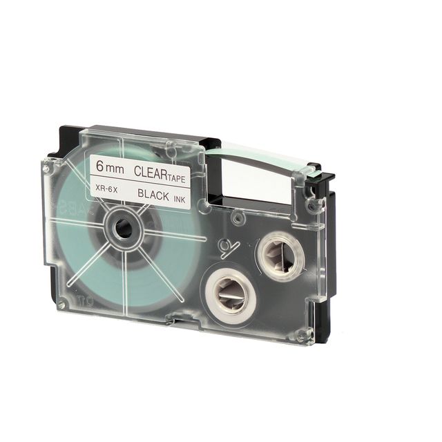 Nastro - 6 mm x 8 mt - nero/trasparente - Casio