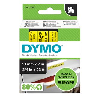 Nastro D1 standard 458080 - 19 mm x 7 mt - PL - nero/giallo - Dymo