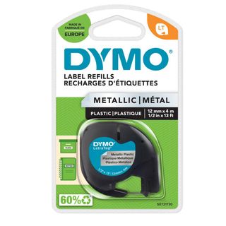 Nastro Letratag 912080 - 12 mm x 4 mt - metallo - argento - Dymo