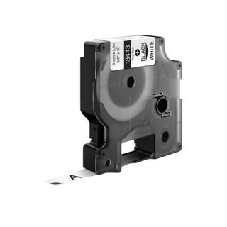 Nastro Rhino 18443 - 9 mm x 5,5 mt - vinile - permanente - nero/bianco - Dymo