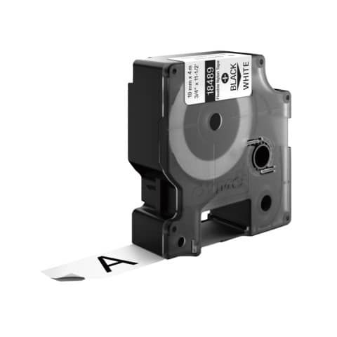 Nastro Rhino 18489 - 19 mm x 3,5 mt - nylon flessibile - nero/bianco - Dymo
