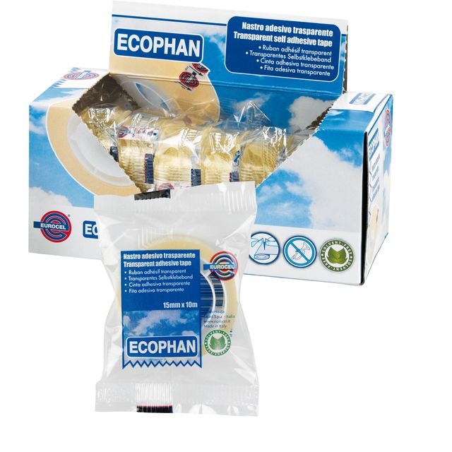 Nastro adesivo Ecophan - confezionato singolarmente - 15 mm x 10 m - acrilico -…
