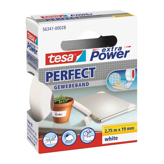 Nastro adesivo telato XP Perfect - 19 mm x 2,7 m - tela plastificata - bianco -…
